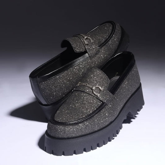 HIGH SOLE STYLISH ELEGANT SHOES-BLACK